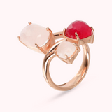 Trilogy Ring with Faceted Natural Stones