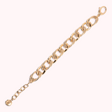 Golden Chain Bracelet with Double Oval Link