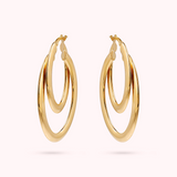 Golden Thin Double Hoop Earrings