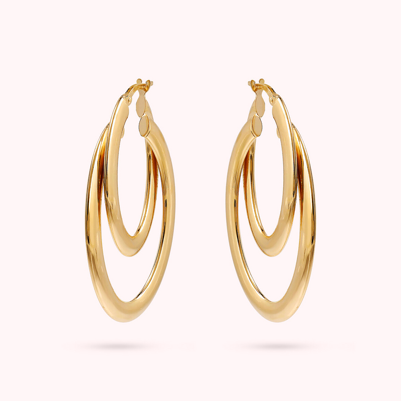 Golden Thin Double Hoop Earrings