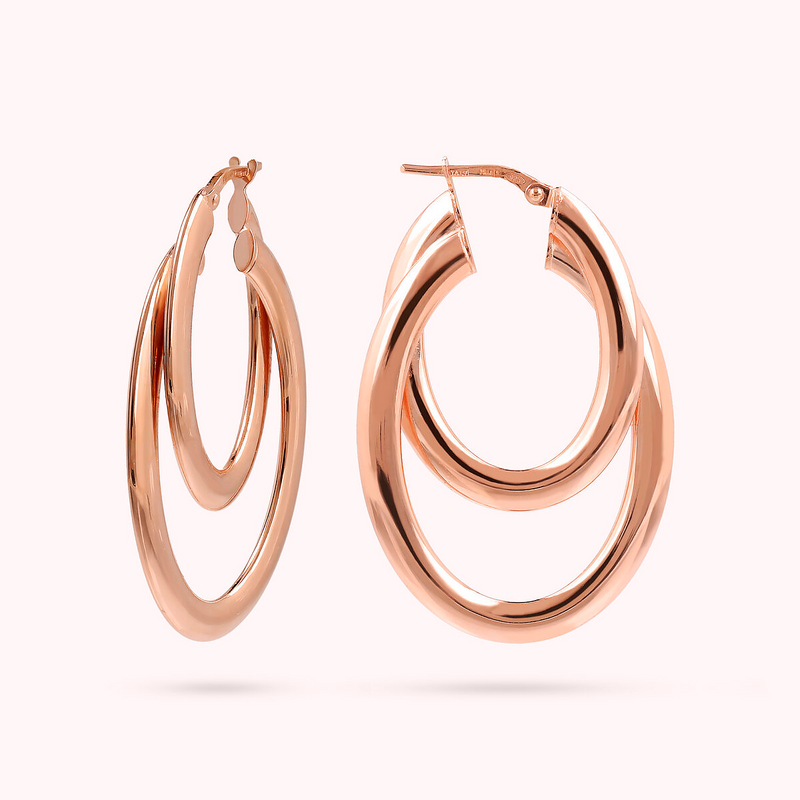 Thin Double Circle Pendant Earrings