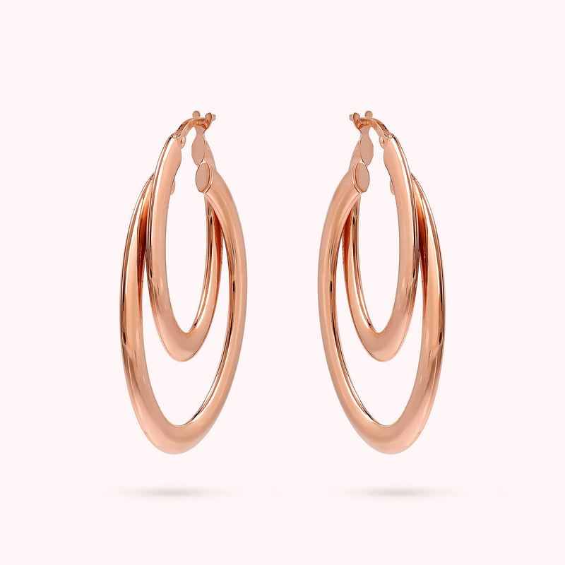 Thin Double Circle Pendant Earrings