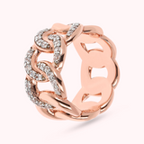 Ring with Curb Chain in Cubic Zirconia