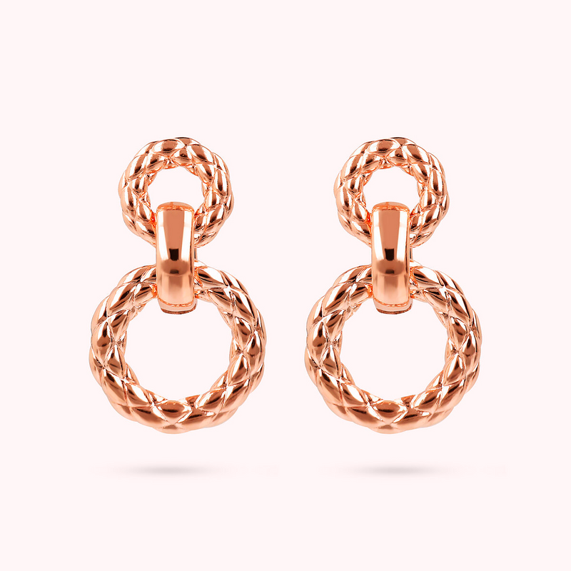 Matelassé Double Circle Pendant Earrings