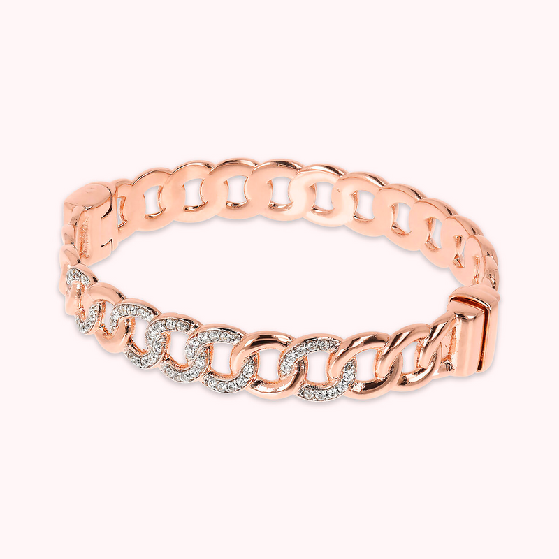 Grumetta Chain Rigid Bracelet with Pavé Elements in Cubic Zirconia