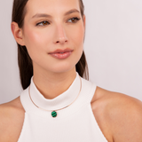 Collier Choker avec Pendentif Bouton en Pierre Naturelle Plate