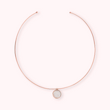 Choker Necklace with Disc Pendant in Flat Natural Stone