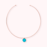 Choker Necklace with Disc Pendant in Flat Natural Stone