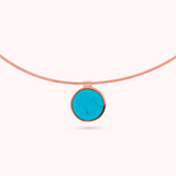 Choker Necklace with Disc Pendant in Flat Natural Stone