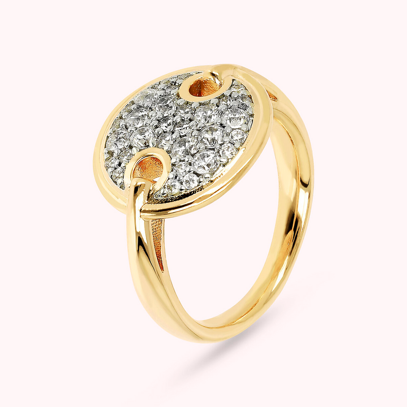 BRONZALLURE GOLDEN-RING AVEC CERCLE ELEMTN MIXED PAVE CZ