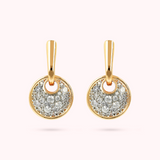 BRONZALLURE GOLDEN-EARRING WITH CIRCLE PENDANT MIXED PAVE CZ