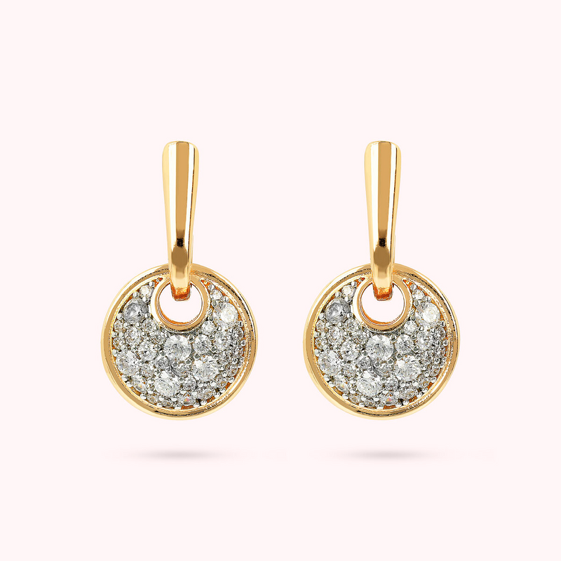 BOUCLE D'OREILLE EN OR BRONZALLURE AVEC PENDENTIF CERCLE MIXED PAVE CZ