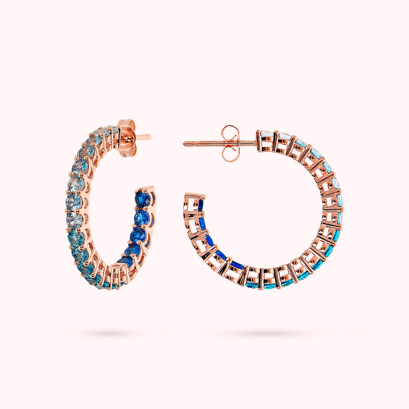 Medium Hoop Earrings with Cubic Zirconia Effect Dégradé