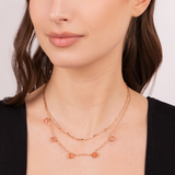 Double Multi-strand Necklace with Drop Shape Natural Stones