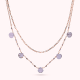 Double Multi-strand Necklace with Drop Shape Natural Stones