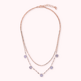 Double Multi-strand Necklace with Drop Shape Natural Stones