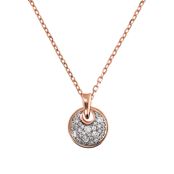 Collana Catena Forzatina con Pendente Tondo Pavé in Cubic Zirconia