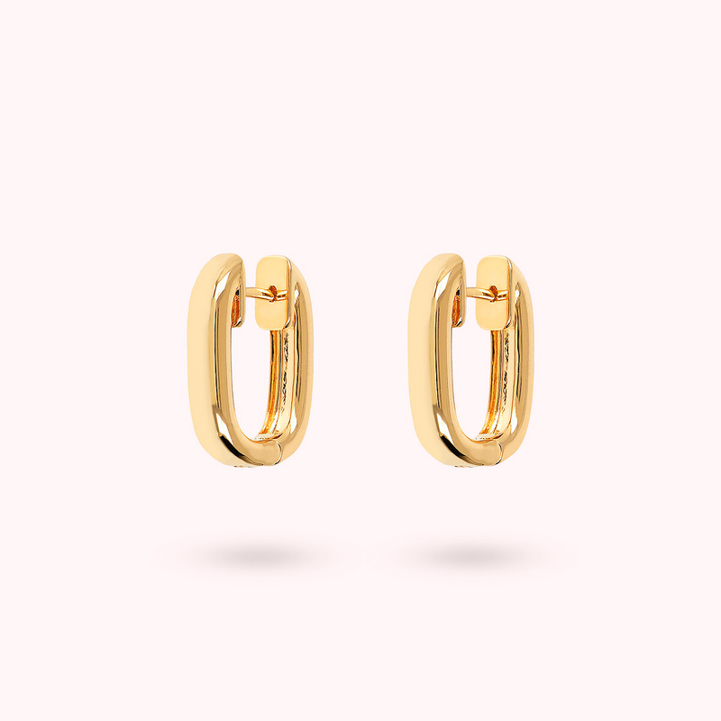 BRONZALLURE GOLDEN-OVAL HOOP EARRINGS