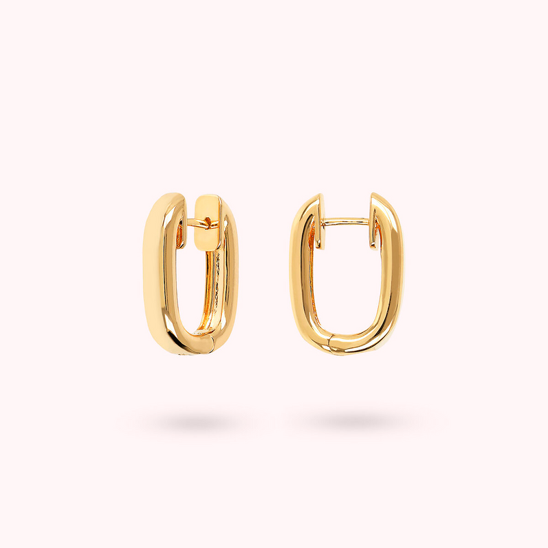 BRONZALLURE GOLDEN-OVAL HOOP EARRINGS