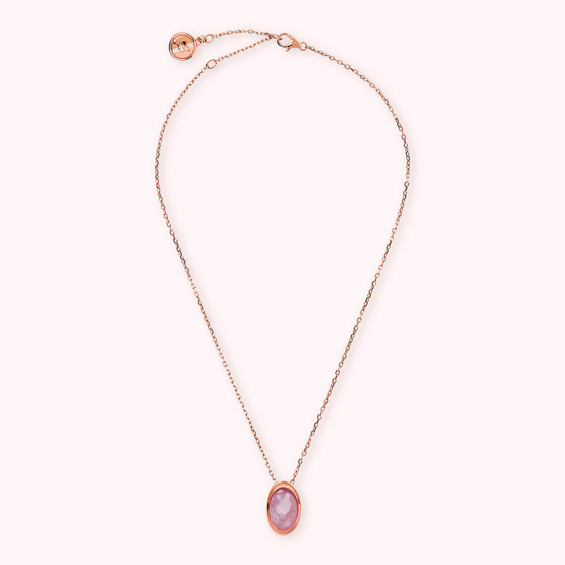 Forzatina Chain Necklace with Oval Natural Stone Pendant