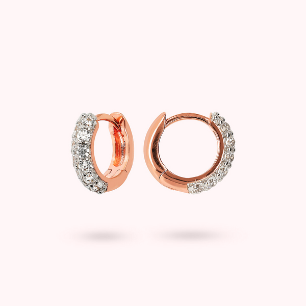 Hoop Earrings with Pavé in Cubic Zirconia