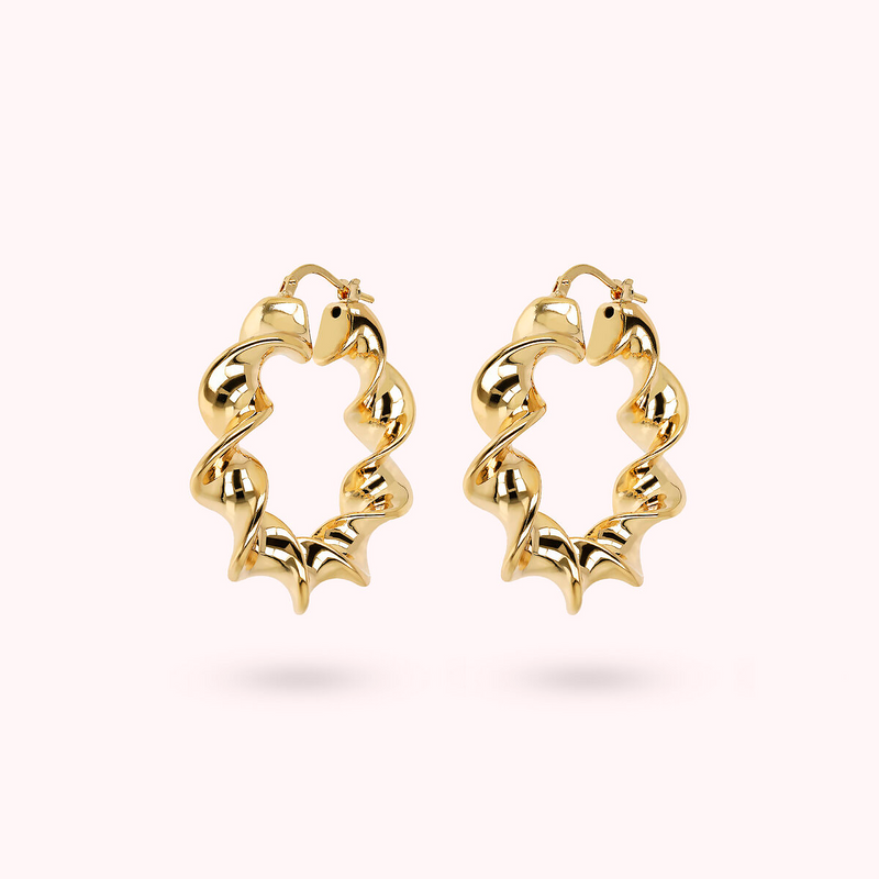 BRONZALLURE GOLDEN-TWISTED ELECTROFORMED HOOP EARRING