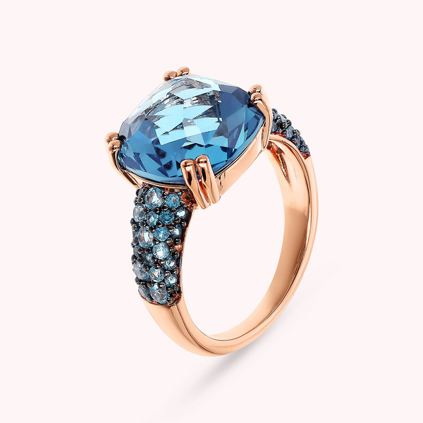 Cocktail Ring with Nano Square Crystal and Pavé