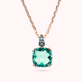 Necklace with Square Prisma Gem and Pavé