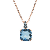 Necklace with Square Prisma Gem and Pavé