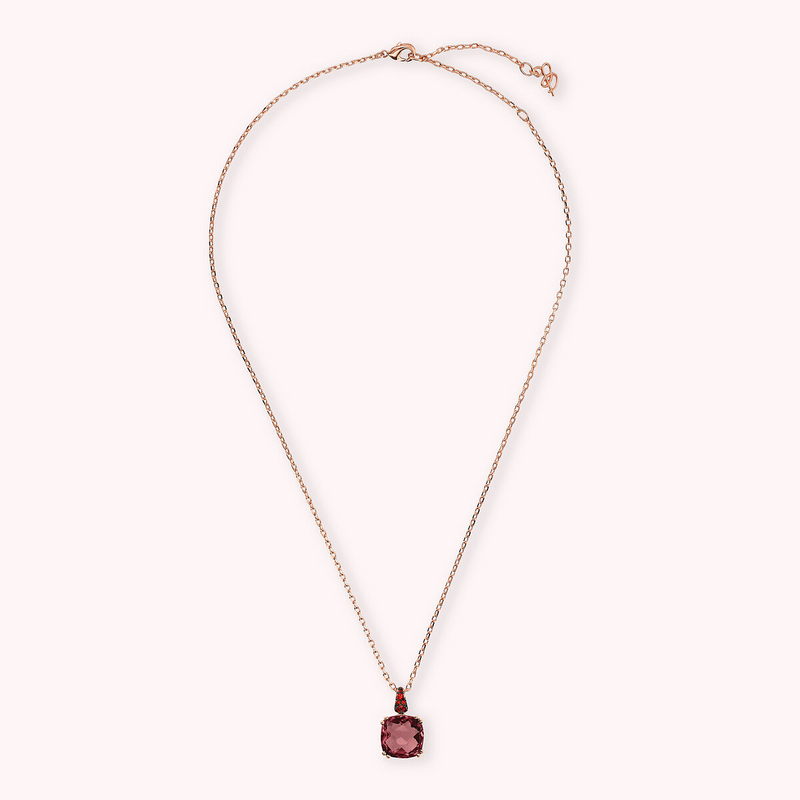 Collana Catena Rolo con Prisma Gem Quadrata e Pavé