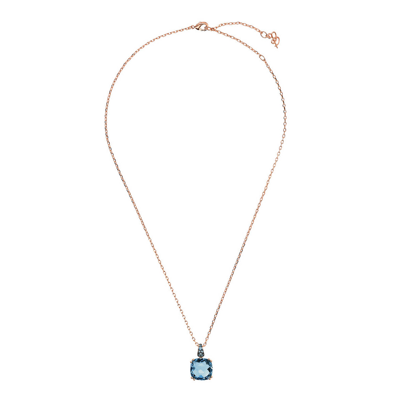 Necklace with Square Prisma Gem and Pavé