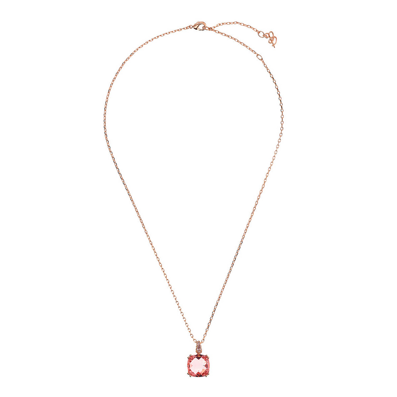 Necklace with Square Prisma Gem and Pavé