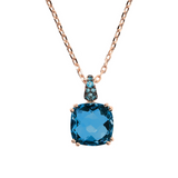 Necklace with Square Prisma Gem and Pavé