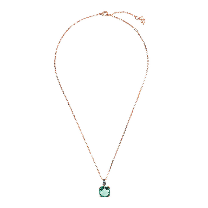 Collana Catena Rolo con Prisma Gem Quadrata e Pavé