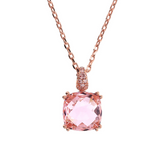 Necklace with Square Prisma Gem and Pavé