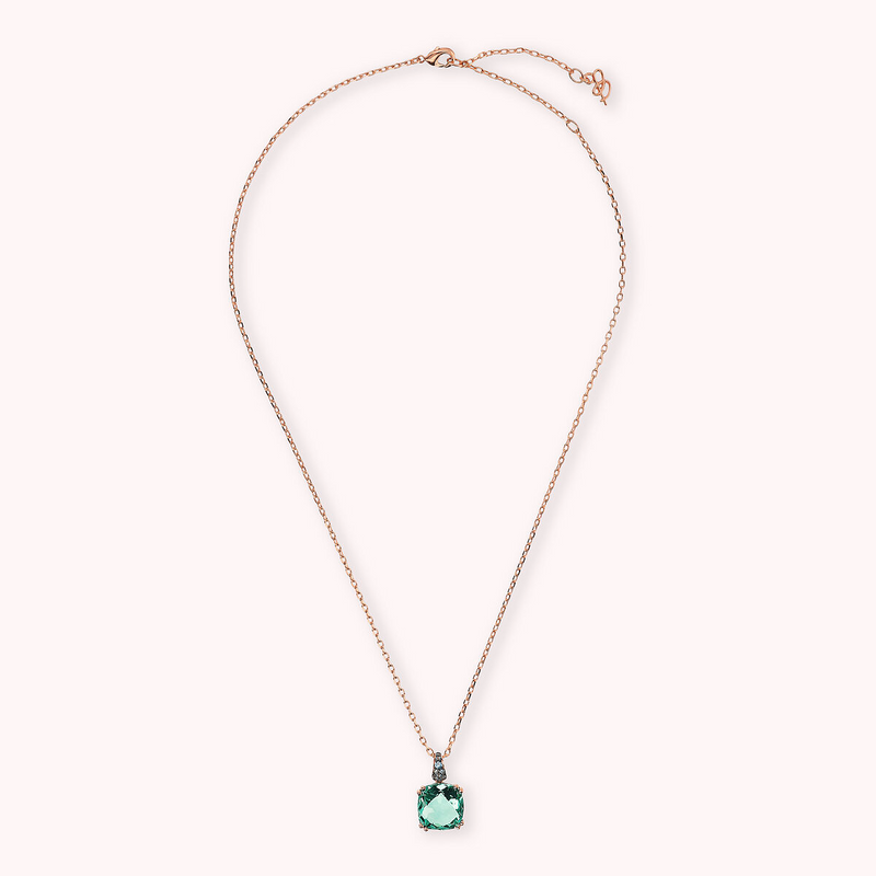 Collana Catena Rolo con Prisma Gem Quadrata e Pavé