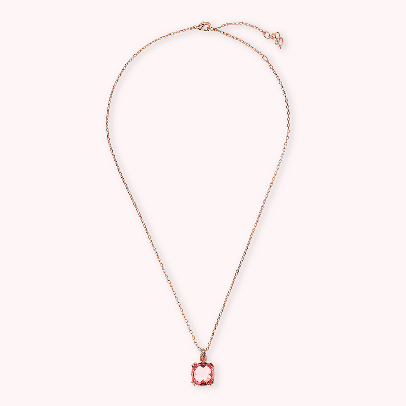 Necklace with Square Prisma Gem and Pavé