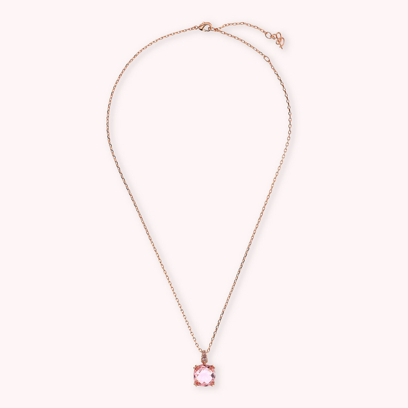 Necklace with Square Prisma Gem and Pavé