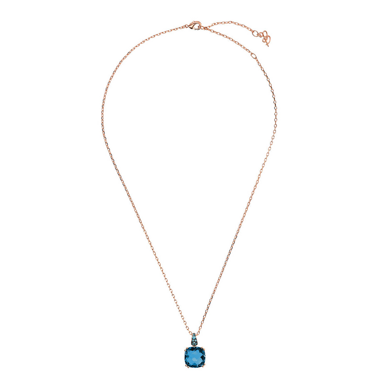 Collana Catena Rolo con Prisma Gem Quadrata e Pavé