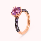 Bague Solitaire avec Pierre Prisma Gem Carrée et Pavé