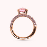 Bague Solitaire avec Pierre Prisma Gem Carrée et Pavé