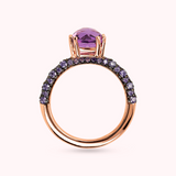 Bague Solitaire avec Pierre Prisma Gem Carrée et Pavé