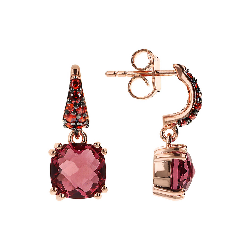 Boucles d'Oreilles Pendantes avec Pierre Prisma Gem et Pavé