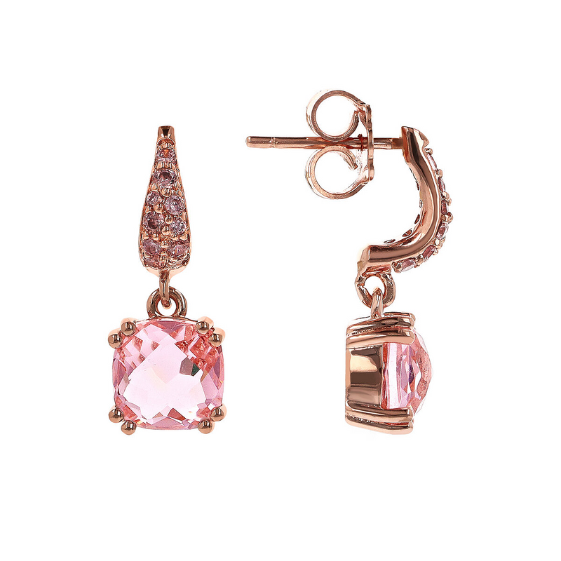 Pendant Earrings with Nano Square Crystal and Pavé