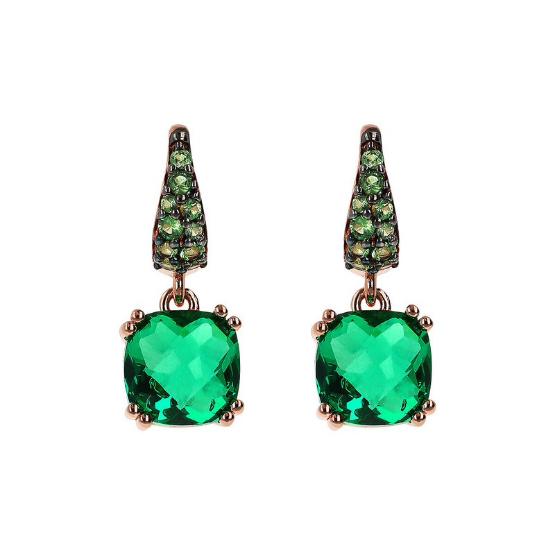 Boucles d'Oreilles Pendantes avec Pierre Prisma Gem et Pavé