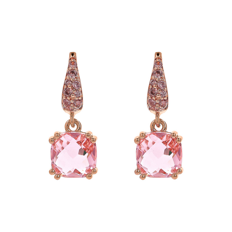 Pendant Earrings with Nano Square Crystal and Pavé