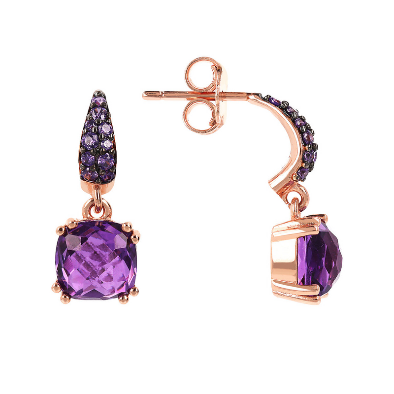 Pendant Earrings with Nano Square Crystal and Pavé