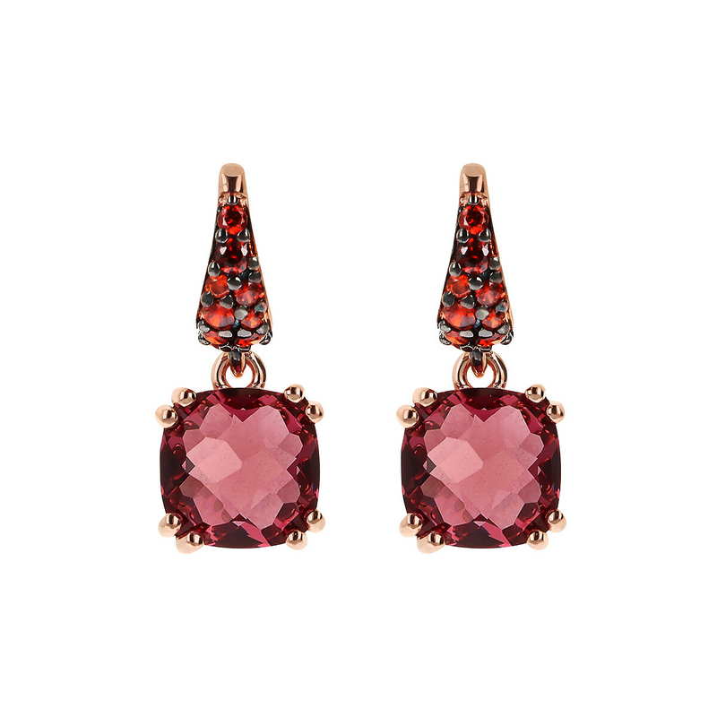 Boucles d'Oreilles Pendantes avec Pierre Prisma Gem et Pavé