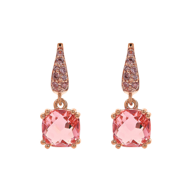 Pendant Earrings with Nano Square Crystal and Pavé