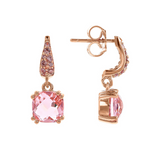 Pendant Earrings with Nano Square Crystal and Pavé